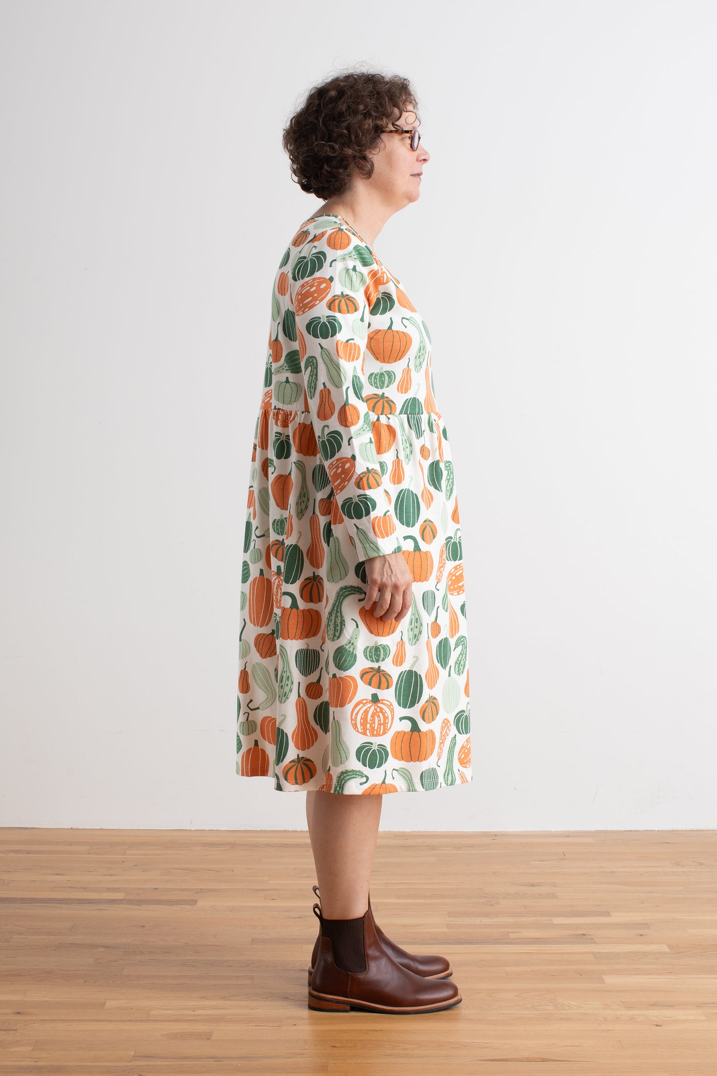Copenhagen Dress - Gourds & Pumpkins Green & Orange