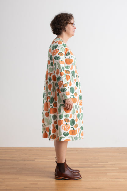 Copenhagen Dress - Gourds & Pumpkins Green & Orange