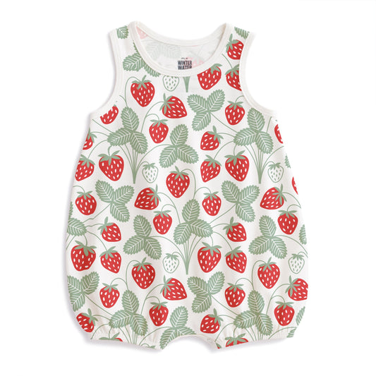 Bubble Romper - Strawberries Red & Green