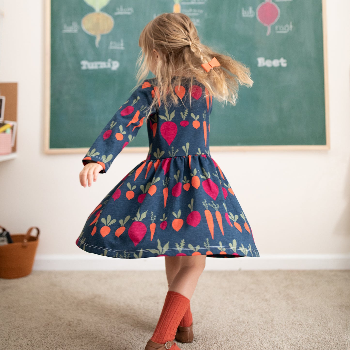 Calgary Dress - Root Vegetables Night Sky