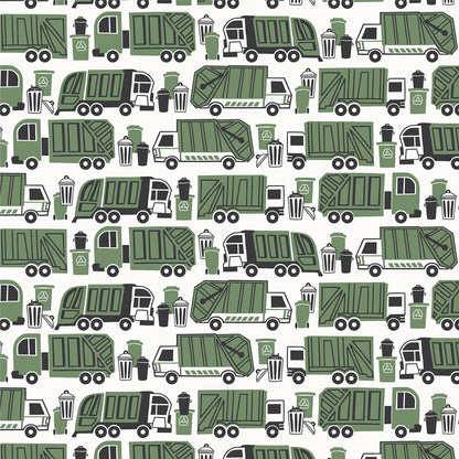 Fitted Crib Sheet - Garbage & Recycling Green