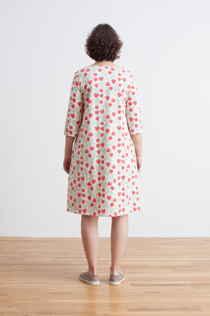 Helsinki Dress - Strawberries Red & Green