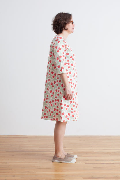 Helsinki Dress - Strawberries Red & Green