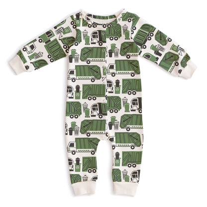 French Terry Jumpsuit - Garbage & Recycling Green
