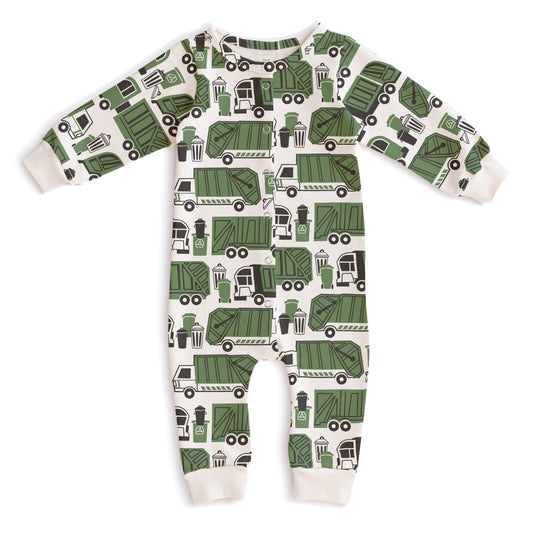 French Terry Jumpsuit - Garbage & Recycling Green
