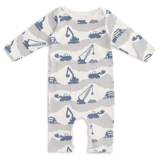 Long Sleeve Romper - Construction Slate Blue & Grey