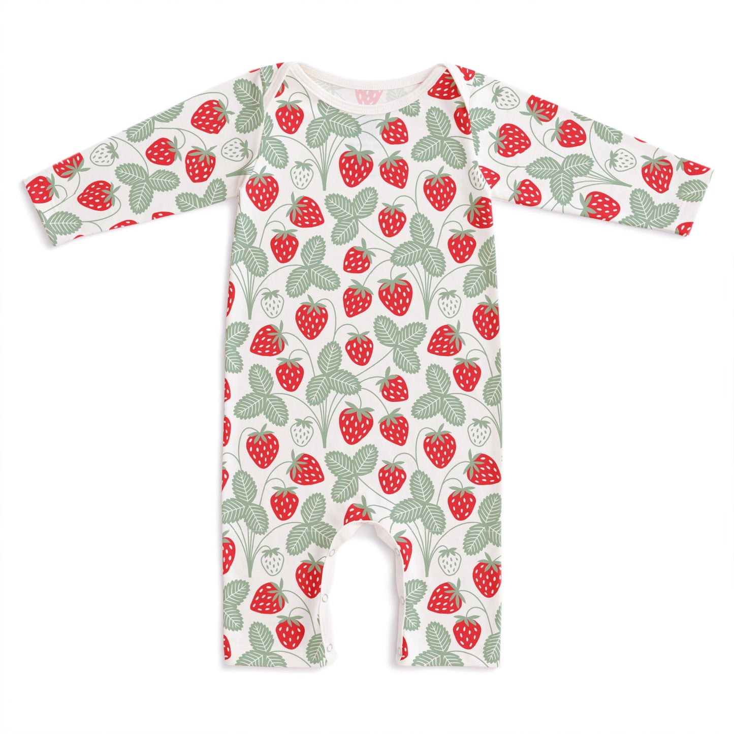 Long Sleeve Romper - Strawberries Red & Green