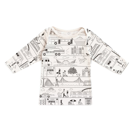 Long-Sleeve Lap Tee - New York On The Go Black