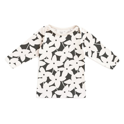 Long-Sleeve Lap Tee - Pinwheel Flowers Charcoal