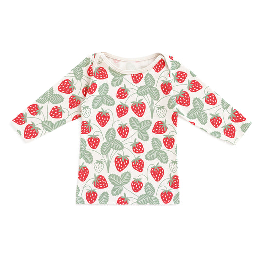 Long-Sleeve Lap Tee - Strawberries Red & Green