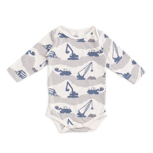 Long Sleeve Snapsuit - Construction Slate Blue & Grey