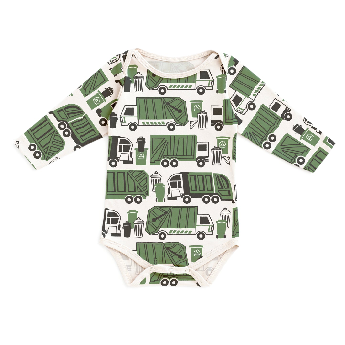 Long Sleeve Snapsuit - Garbage & Recycling Green