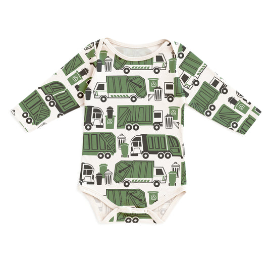 Long Sleeve Snapsuit - Garbage & Recycling Green