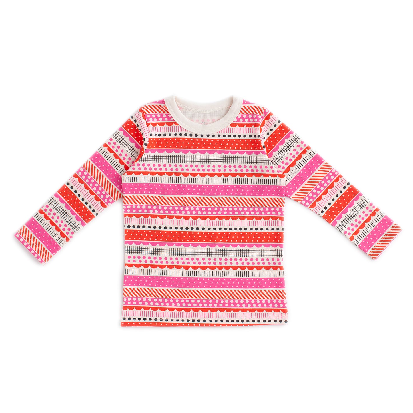 Long-Sleeve Tee - Geo Stripes Pink