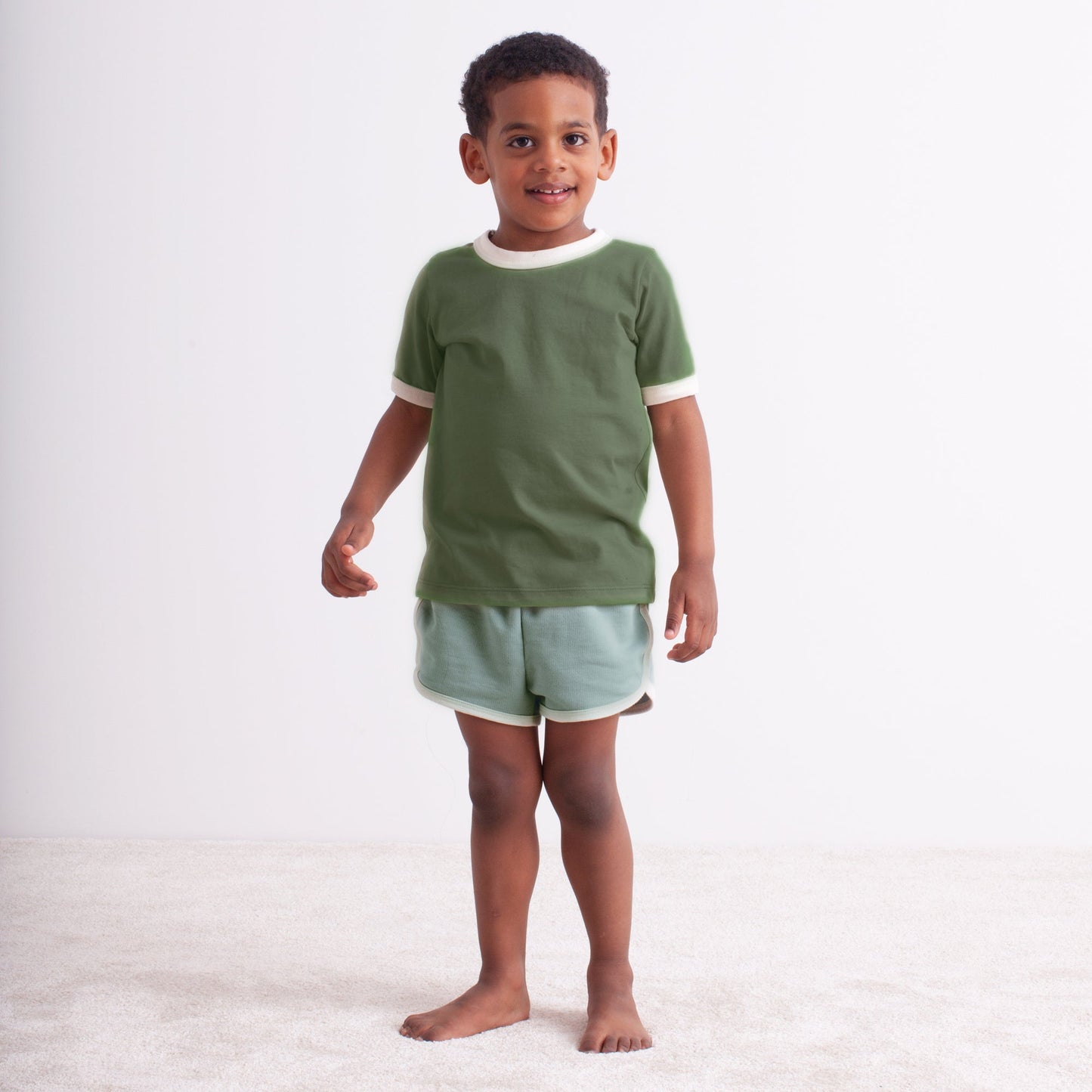 French Terry Shorts - Strawberries Red & Green