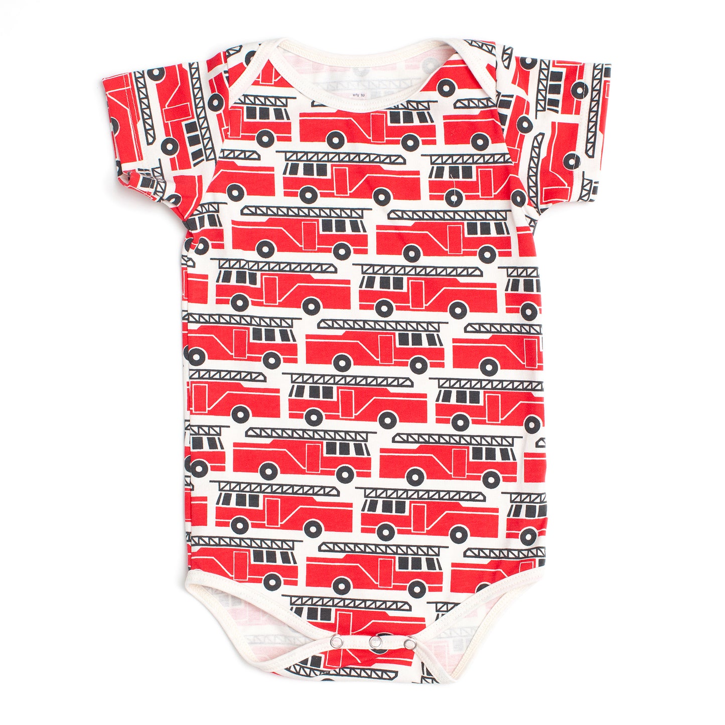 Short-Sleeve Snapsuit - Firetrucks Red