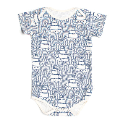 Short Sleeve Snapsuit - High Seas Navy