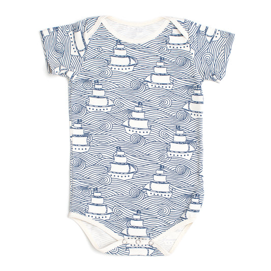 Short Sleeve Snapsuit - High Seas Navy