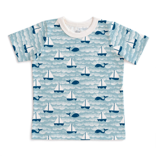Short-Sleeve Tee - Sailboats Ocean Blue & Navy