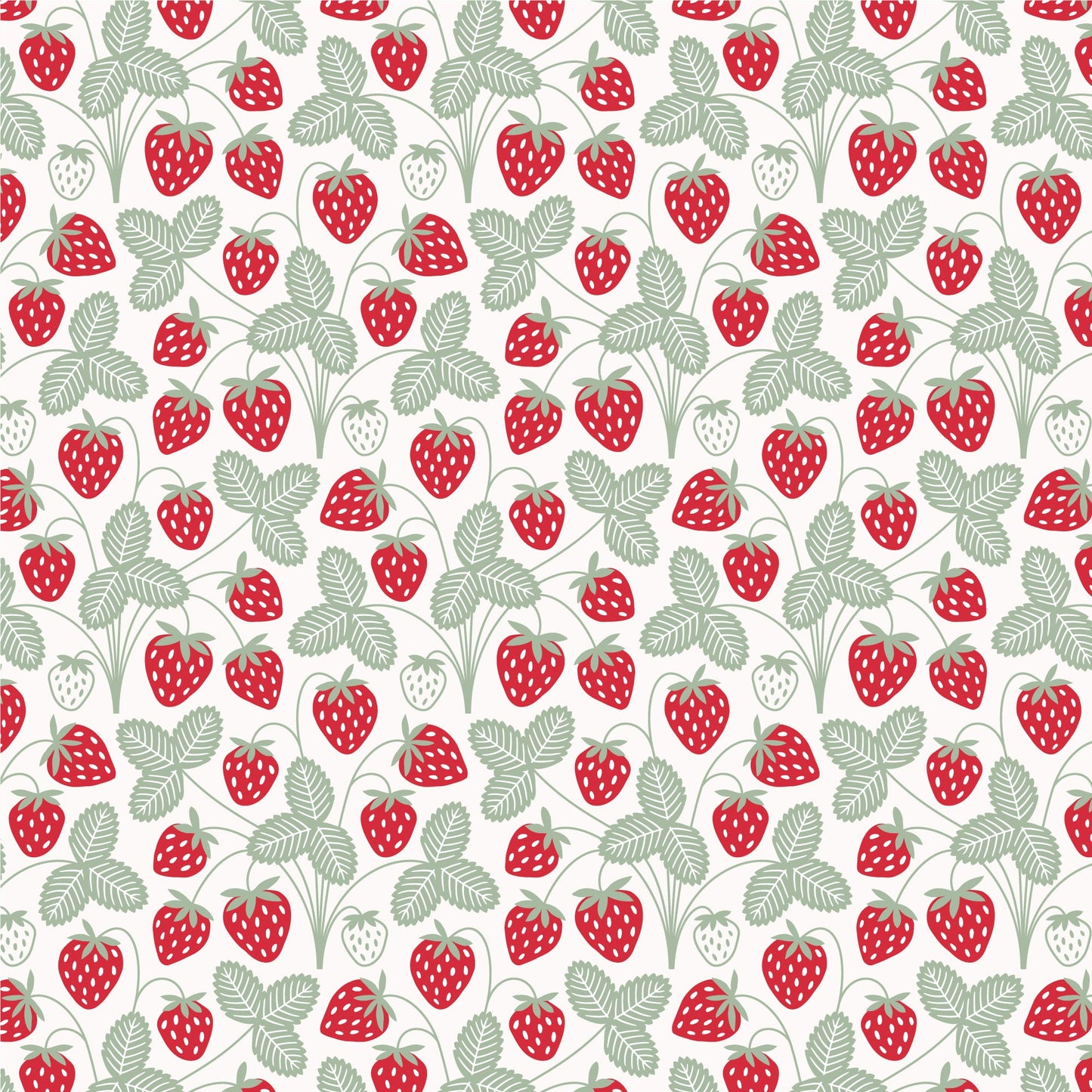 French Terry Shorts - Strawberries Red & Green