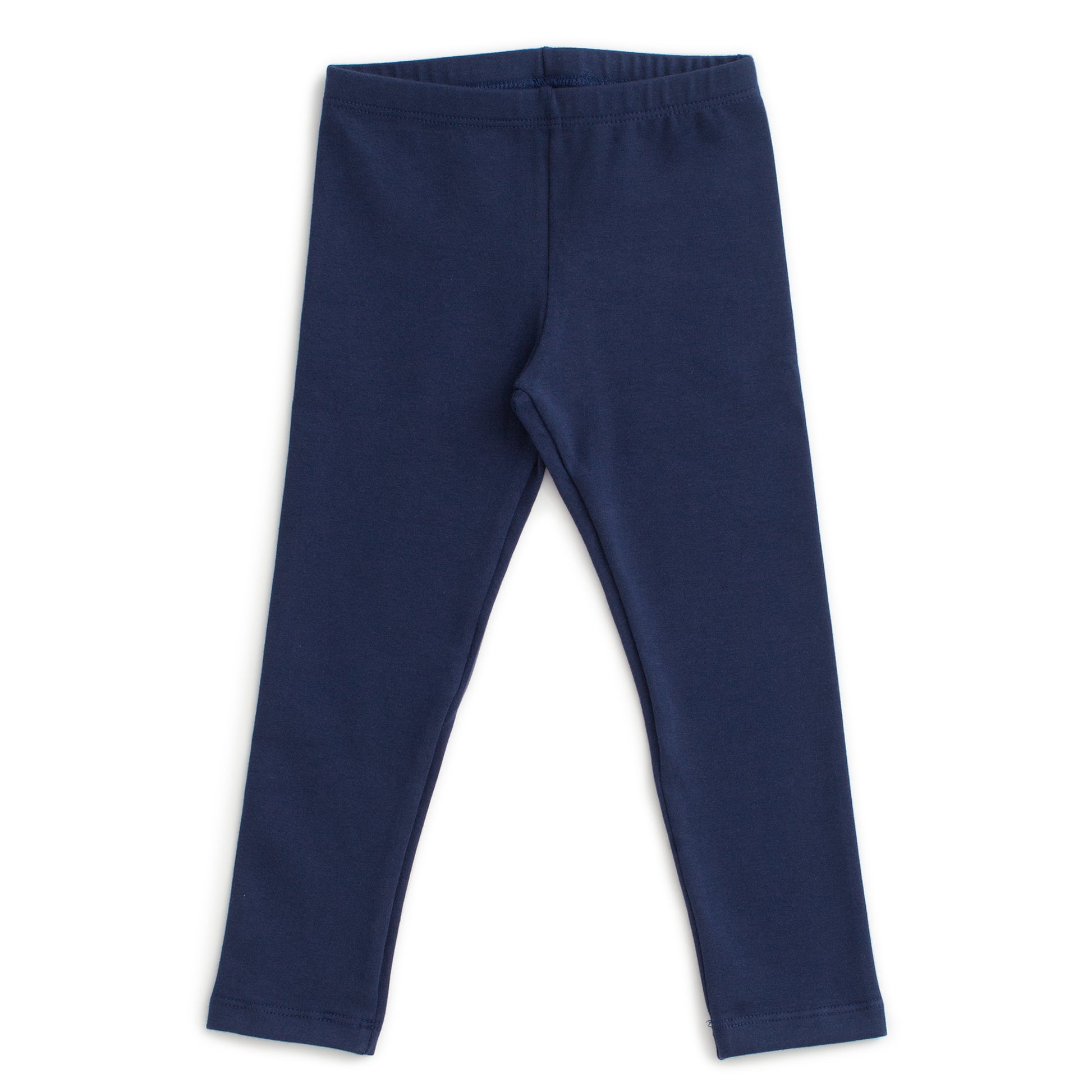 Solid kids leggings in Night Sky navy, made with organic cotton