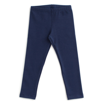 Solid kids leggings in Night Sky navy, made with organic cotton